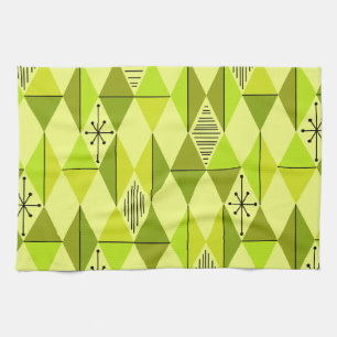 Atomic Age Art Diamonds Chartreuse Theedoek
