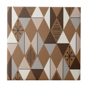 Atomic Age Art Diamonds Coffee Brown Tegeltje