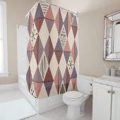 Atomic Age Art Diamonds Mauve Salmon Pink Douchegordijn (In situ)