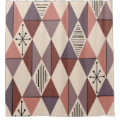 Atomic Age Art Diamonds Mauve Salmon Pink Douchegordijn (Voorkant)
