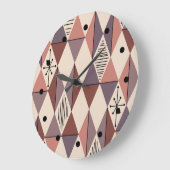 Atomic Age Art Diamonds Mauve Salmon Pink Grote Klok (Hoek)