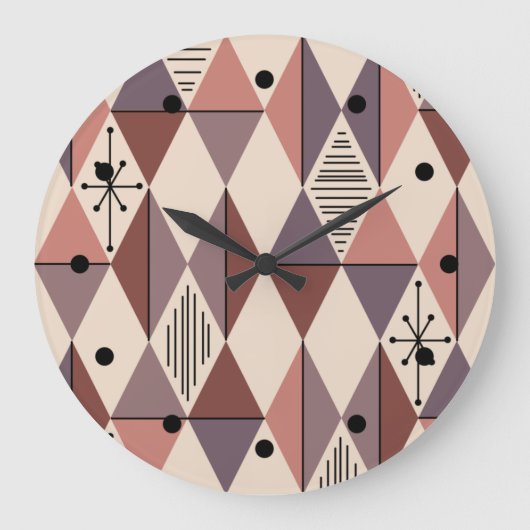Atomic Age Art Diamonds Mauve Salmon Pink Grote Klok (Voorkant)