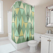 Atomic Age Art Diamonds Mint Green Yellow Douchegordijn (In situ)