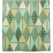 Atomic Age Art Diamonds Mint Green Yellow Douchegordijn (Voorkant)