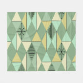 Atomic Age Art Diamonds Mint Green Yellow Fleece Deken (Voorkant (Horizontaal))