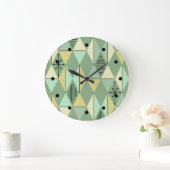 Atomic Age Art Diamonds Mint Green Yellow Grote Klok (Huis)