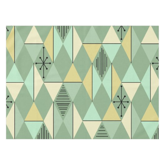 Atomic Age Art Diamonds Mint Green Yellow Tafelkleed (Voorkant (Horizontaal))