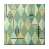 Atomic Age Art Diamonds Mint Green Yellow Tegeltje (Voorkant)