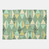 Atomic Age Art Diamonds Mint Green Yellow Theedoek (Horizontaal)