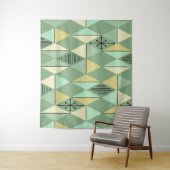 Atomic Age Art Diamonds Mint Green Yellow Wandkleed (In situ)