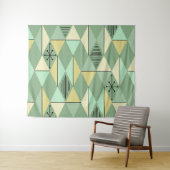Atomic Age Art Diamonds Mint Green Yellow Wandkleed (In Situ (horizontaal))