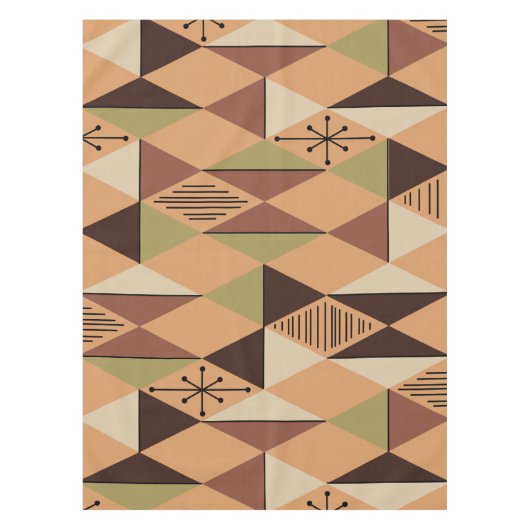 Atomic Age Art Diamonds Oranje Brown Green Tafelkleed (Voorkant)