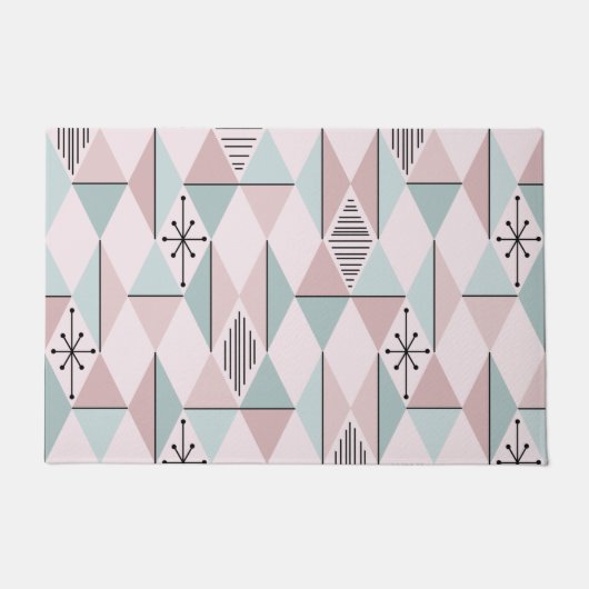 Atomic Age Art Diamonds Pastel Pink Green Deurmat (Voorkant)