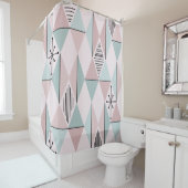 Atomic Age Art Diamonds Pastel Pink Green Douchegordijn (In situ)