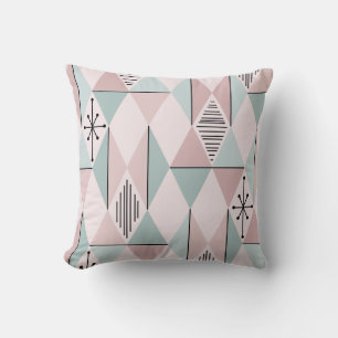 Atomic Age Art Diamonds Pastel Pink Green Kussen