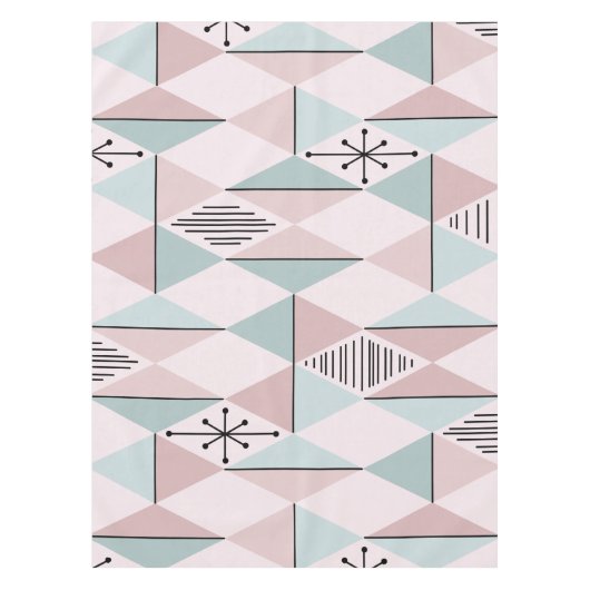 Atomic Age Art Diamonds Pastel Pink Green Tafelkleed (Voorkant)
