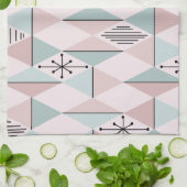 Atomic Age Art Diamonds Pastel Pink Green Theedoek (Gevouwen)