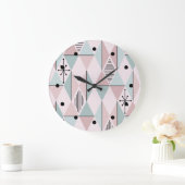 Atomic Age Art Diamonds Pink Mint Green Grote Klok (Huis)