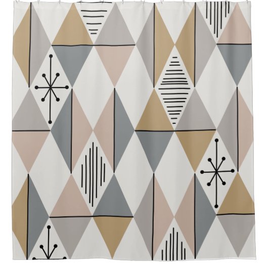 Atomic Age Art Diamonds Silver Gold Douchegordijn (Voorkant)