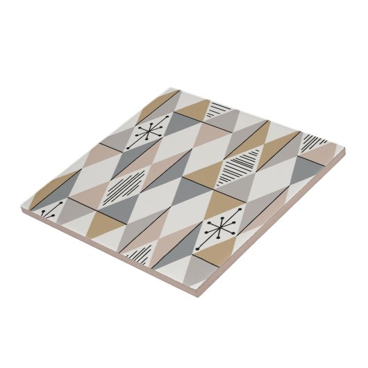 Atomic Age Art Diamonds Silver Gold Tegeltje (Zijkant)