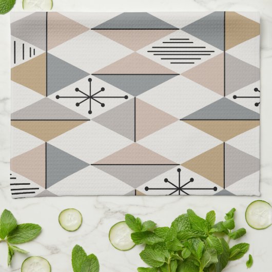 Atomic Age Art Diamonds Silver Gold Theedoek (Gevouwen)