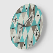 Atomic Age Art Diamonds Turquoise Gray Grote Klok (Hoek)