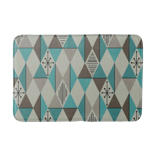 Atomic Age Art Diamonds Turquoise Grey Badmat (Voorkant)