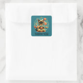 Atomic Age Boba Siamese Astronaut Kat Dank Je Vierkante Sticker (Tas)