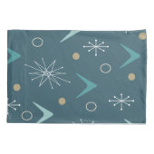 Atomic Age Boomerangs Starbursts Blauwgroen Gold Kussensloop (Achterkant)