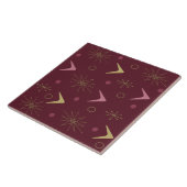 Atomic Age Boomerangs Starbursts Donkerrood Goud Tegeltje (Zijkant)