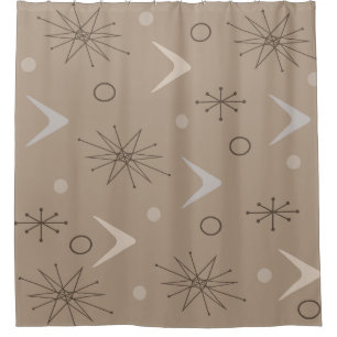 Atomic Age Boomerangs Starbursts Earth Tones Douchegordijn