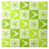 Atomic Age Checkered Boomerangs Chartreuse Tegeltje (Voorkant)