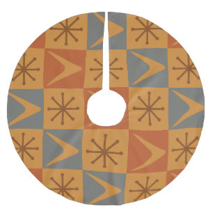 Atomic Age Checkered Boomerangs Verbrand Sinaasapp Kerstboom Rok