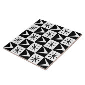 Atomic Age Checkered Boomerangs Zwart Wit Tegeltje (Zijkant)
