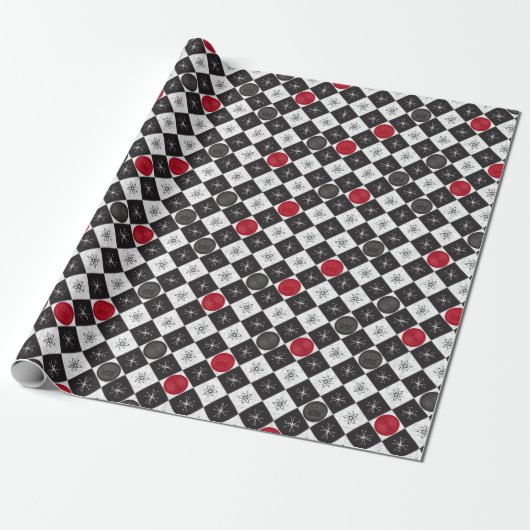 Atomic Age Checkers Cadeaupapier (Uitgerold)