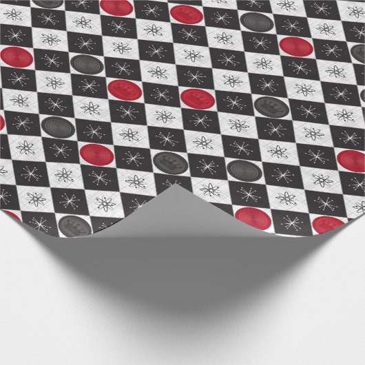 Atomic Age Checkers Cadeaupapier (Hoek)