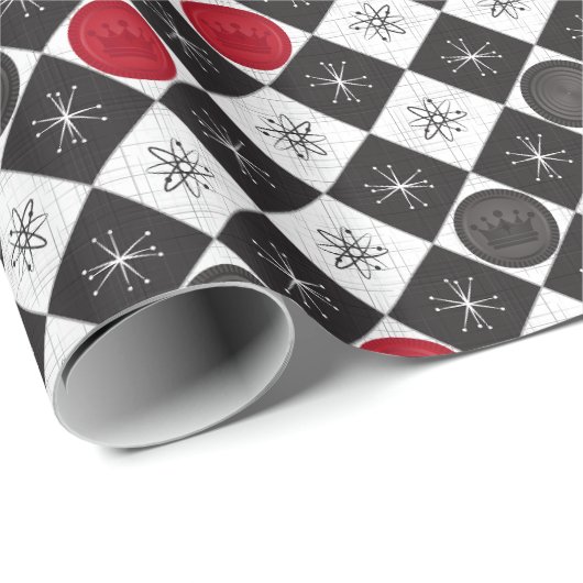 Atomic Age Checkers Cadeaupapier (Rol Hoek)