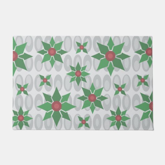 Atomic Age Christmas Holly Silver Deurmat (Voorkant)