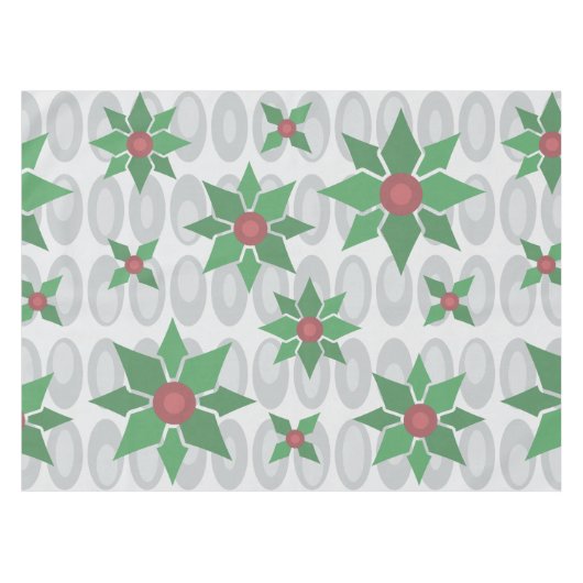 Atomic Age Christmas Holly Silver Tafelkleed (Voorkant (Horizontaal))