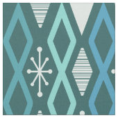 Atomic Age Diamond Columns Blauwgroen Stof (Close Up)