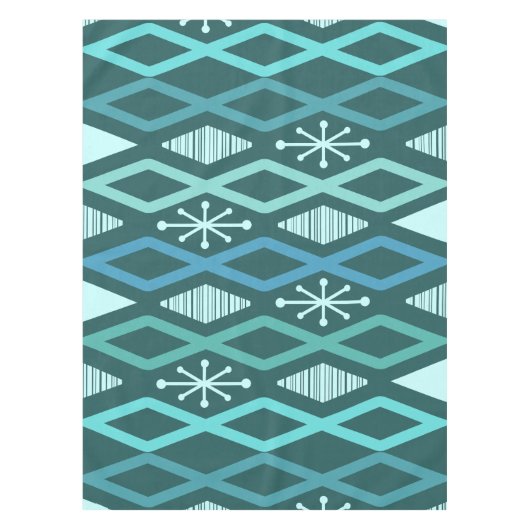 Atomic Age Diamond Columns Blauwgroen Tafelkleed (Voorkant)