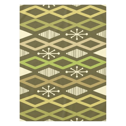 Atomic Age Diamond Columns Olijfgroen Tafelkleed (Voorkant)