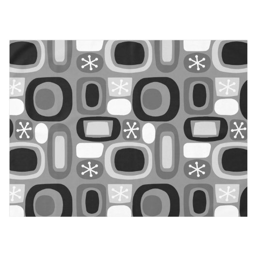 Atomic Age Fieldstones Zwart Wit Tafelkleed (Voorkant (Horizontaal))