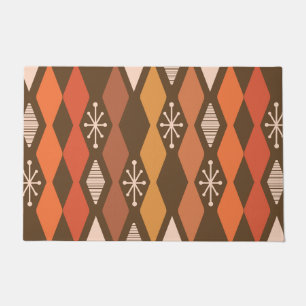 Atomic Age Geometrisch Bruin Sinaasappel Deurmat