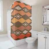 Atomic Age Geometrisch Bruin Sinaasappel Douchegordijn (In situ)