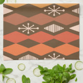 Atomic Age Geometrisch Bruin Sinaasappel Theedoek (Gevouwen)