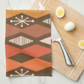 Atomic Age Geometrisch Bruin Sinaasappel Theedoek (Quarter Fold)