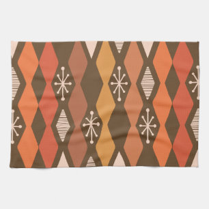 Atomic Age Geometrisch Bruin Sinaasappel Theedoek