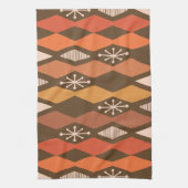 Atomic Age Geometrisch Bruin Sinaasappel Theedoek (Verticaal)