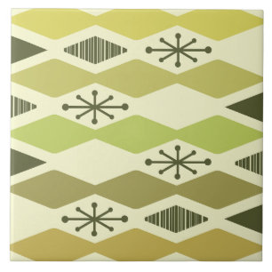 Atomic Age geometrische chartreuse Tegeltje
